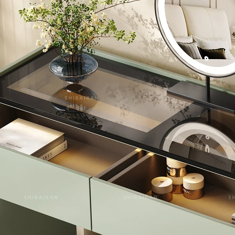 كرسي تخزين منضدة الزينة مرآة فاخرة احترافية حديثة منضدة الزينة عرض أوروبي Camas Y Muebles ديكور منزلي