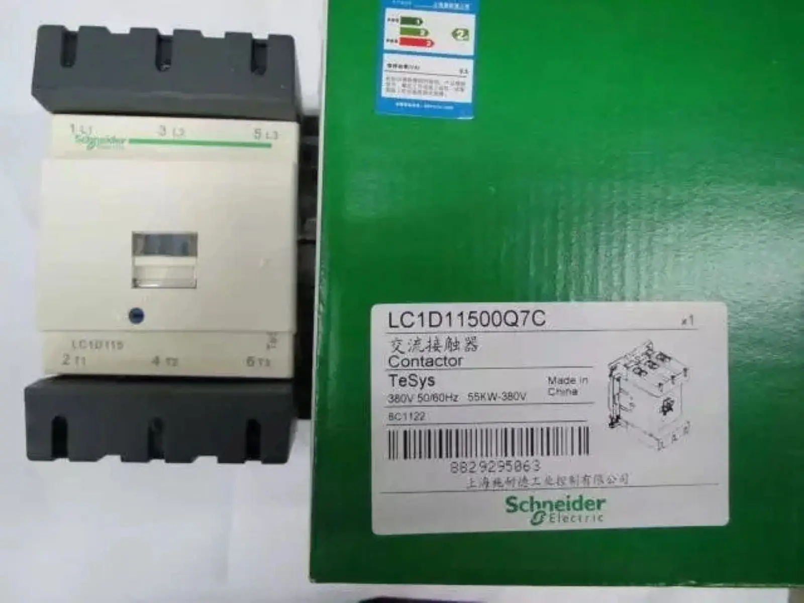 

Контактор LC1D115 LC1D11500Q7 LC1D11500Q7C — 3P (3 NO) — AC-3 — = 440 В, 115 А — катушка 380 В переменного тока, 50/60 Гц