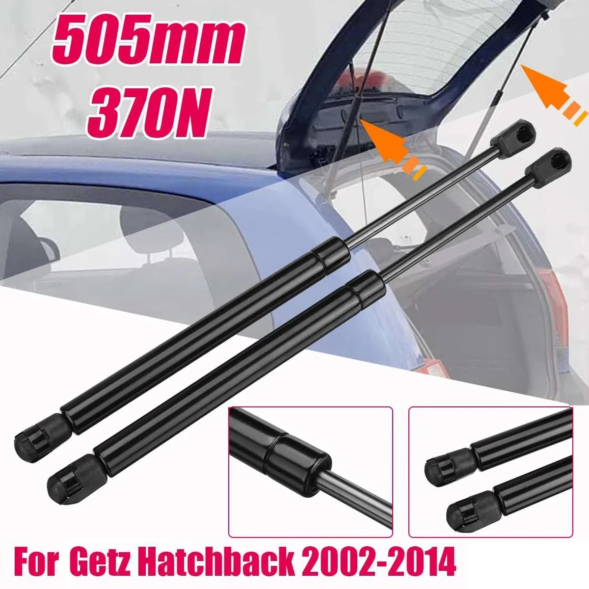 Resortes de Gas para puerta trasera de coche, accesorio para Hyundai Getz Hatchback 2002-2014 370N, 81770-1C000 81770-1C001, 2 unidades