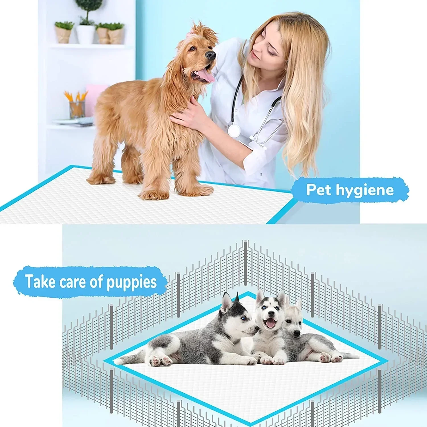 Couche pour animaux de compagnie à séchage rapide, coussinets pour chiens, couches pour chiots et chatons, polymères de surface sains pour chiots et