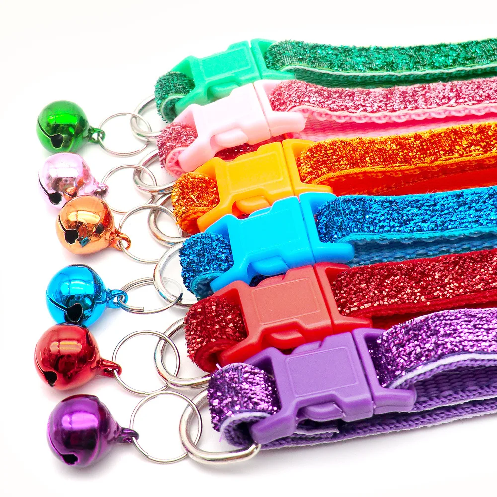 1pc Cute and Shiny Pet Collar Adjustable Neckace with Bell Atmosphere Decoration Outdoor Strolling Products for Dog Cat Suppleis