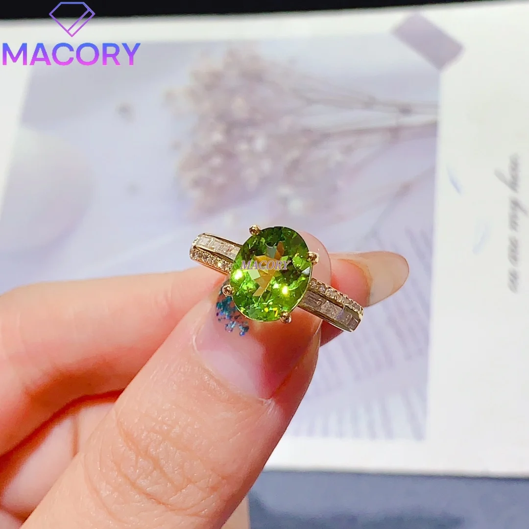

S925 sterling silver natural peridot ring women's new fashion jewelry exquisite Valentine's Day various holiday gifts