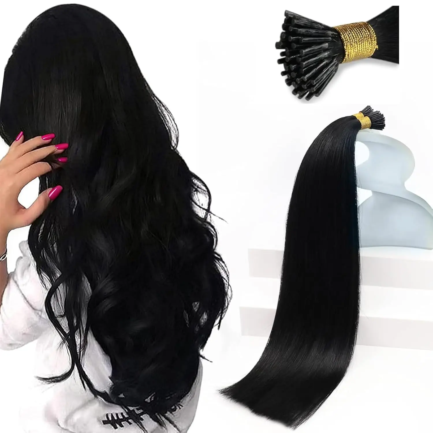 50g Straight ITip Hair Extensions Human Hair Extensions 100% Human Hair Keratin Capsule Hair Natural Fusion Hair Extensions Remy