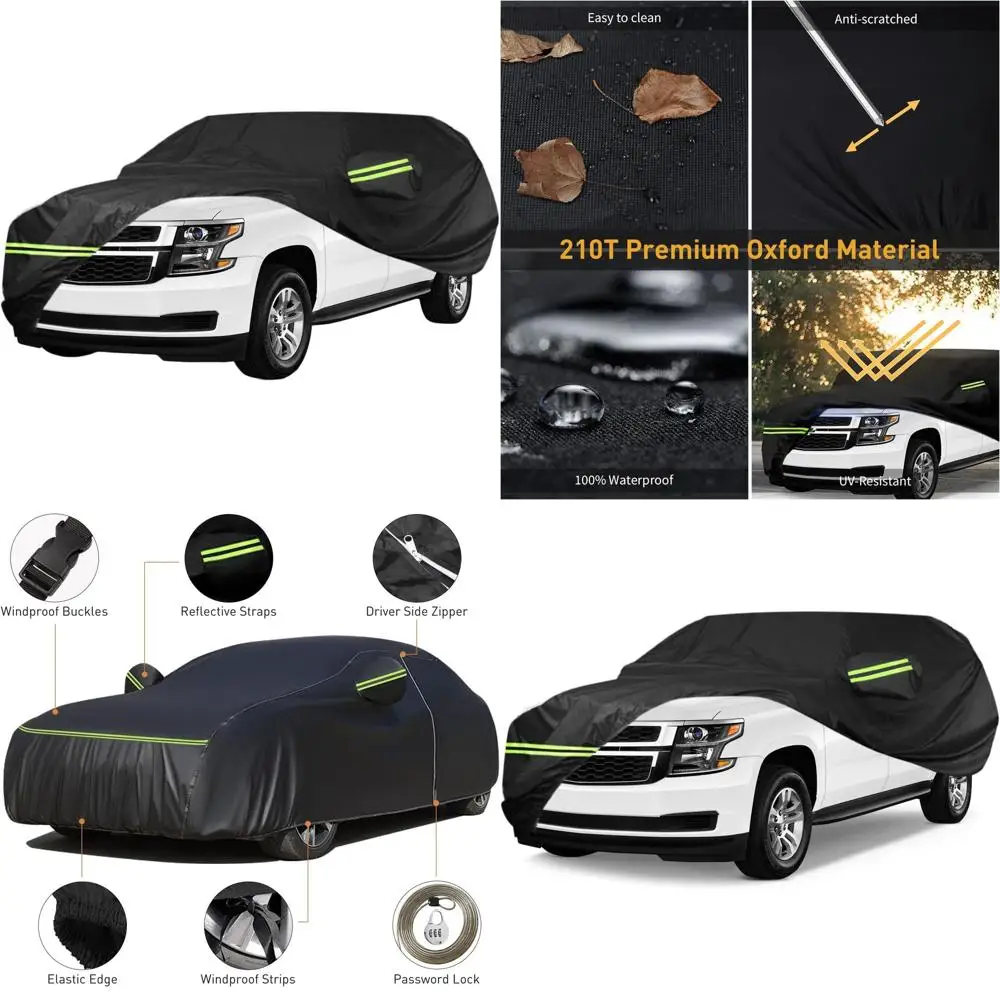 

Всепогодный водонепроницаемый чехол для автомобиля 210D для больших внедорожников 2007-2023 гг., с молнией на двери, до 226 л, защита от УФ-излучения и непогоды