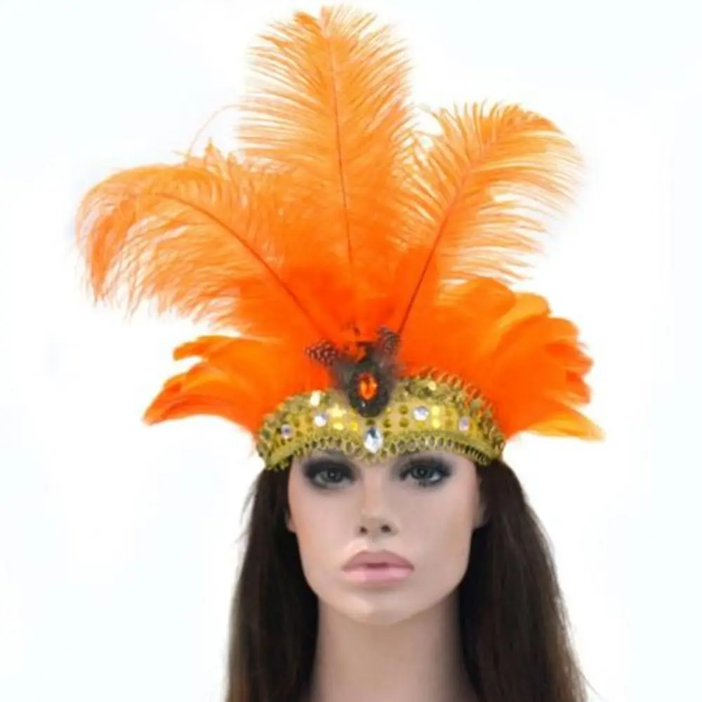 Diadema de plumas de pavo real Indio para adultos y niños, accesorios de moda para el cabello, tocado para el cabello, diadema para Halloween, Carnaval