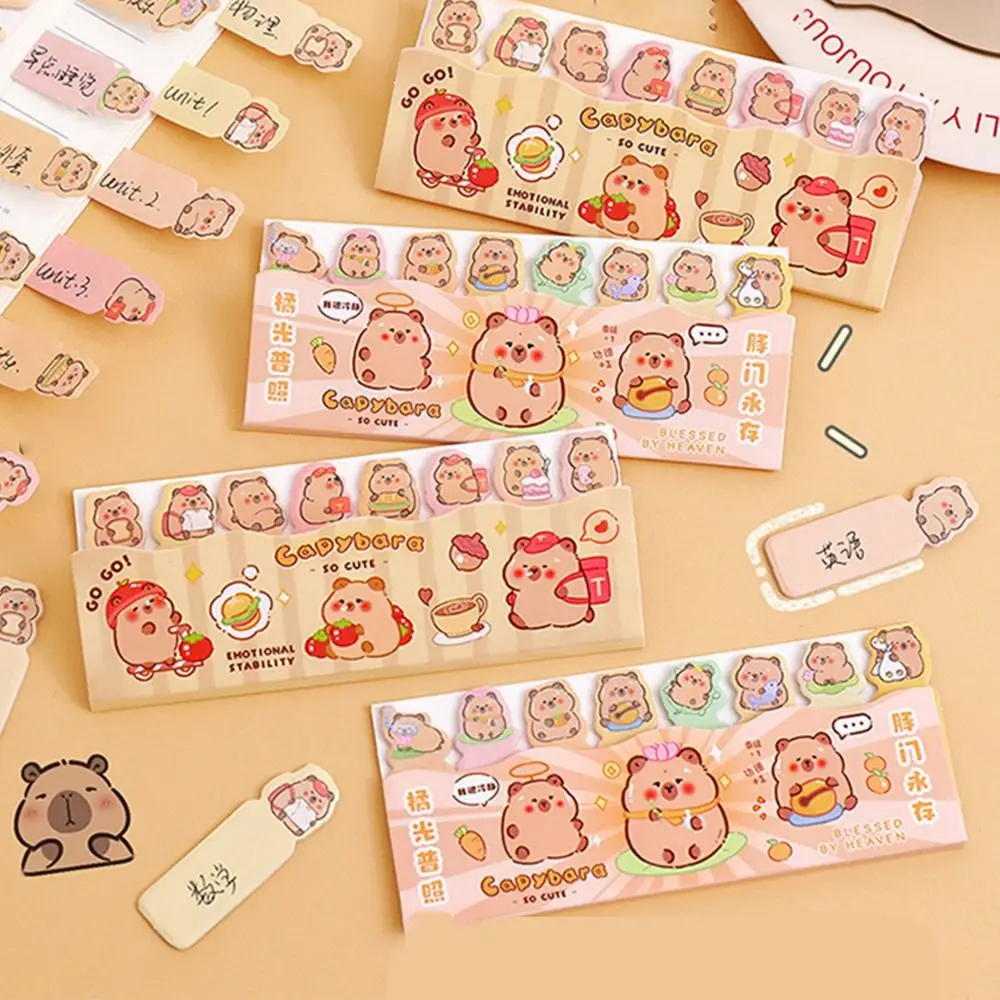 Book Tabs Cute Capybara Index Tabs Self Adhesive Cartoon Memo Pad Multi-purpose Multifunction Message Paper Scrapbook