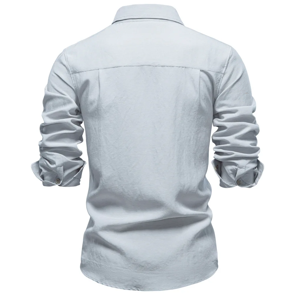 2026 Spring New Cross-Border European Size Business Men, Casual Versatile Old Money Style Wrinkled Long Sleeve Shirt For Men
