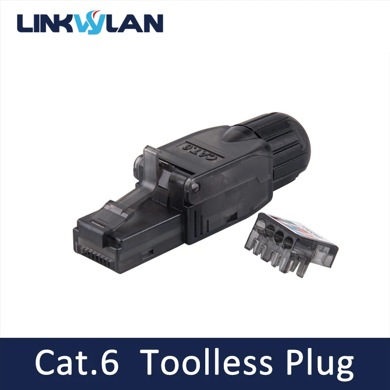 Linkwylan RJ45 Cat.6 UTP Field Connector Modular Plug Toolless Design Compatible with Cat.5e/6/6A 23AWG-24AWG Installation Cable