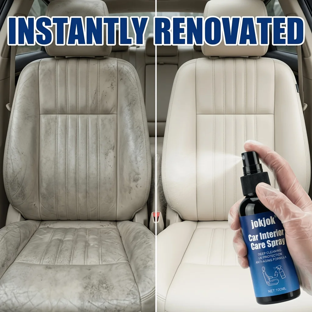 Multi Function Car Interior Renovation Spray Quick Refresh Deep Clean UV Shield Anti Fade Conditioning Agent for Leather Fabric Seats Auto Care Detailing for All Car Interior Surfaces
