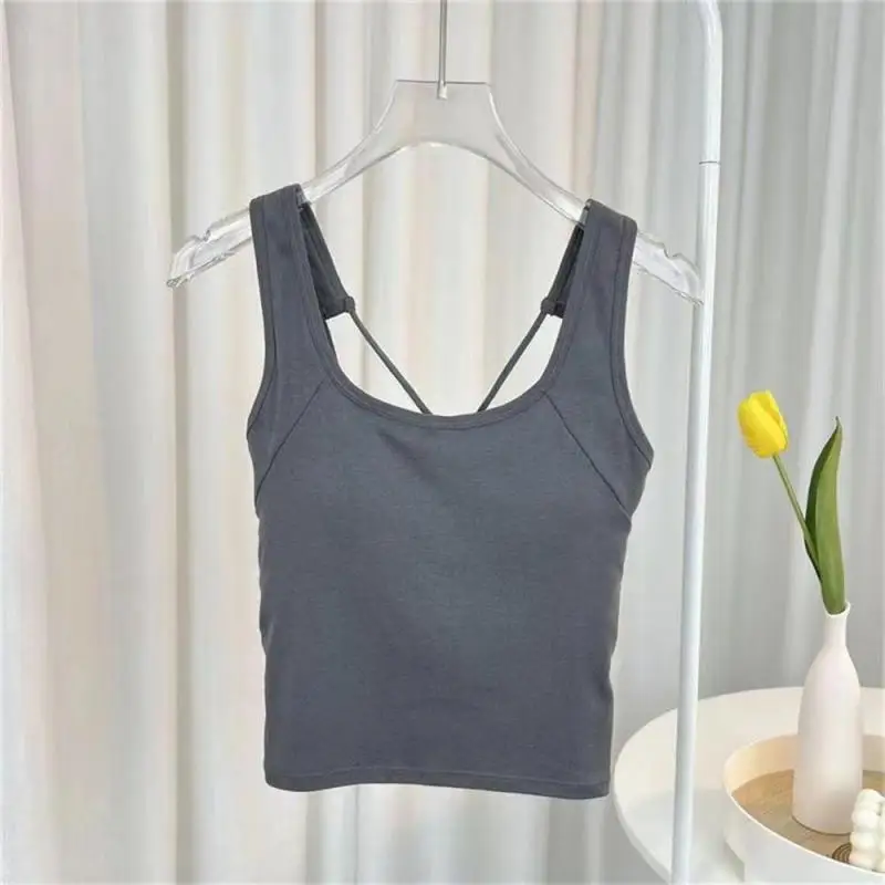 

Summer Cross Beautiful Bra Pad Inner Wear Slimming Outer Wear Sports Slim Hot Girl Short Top Suspenders Sportswear Products