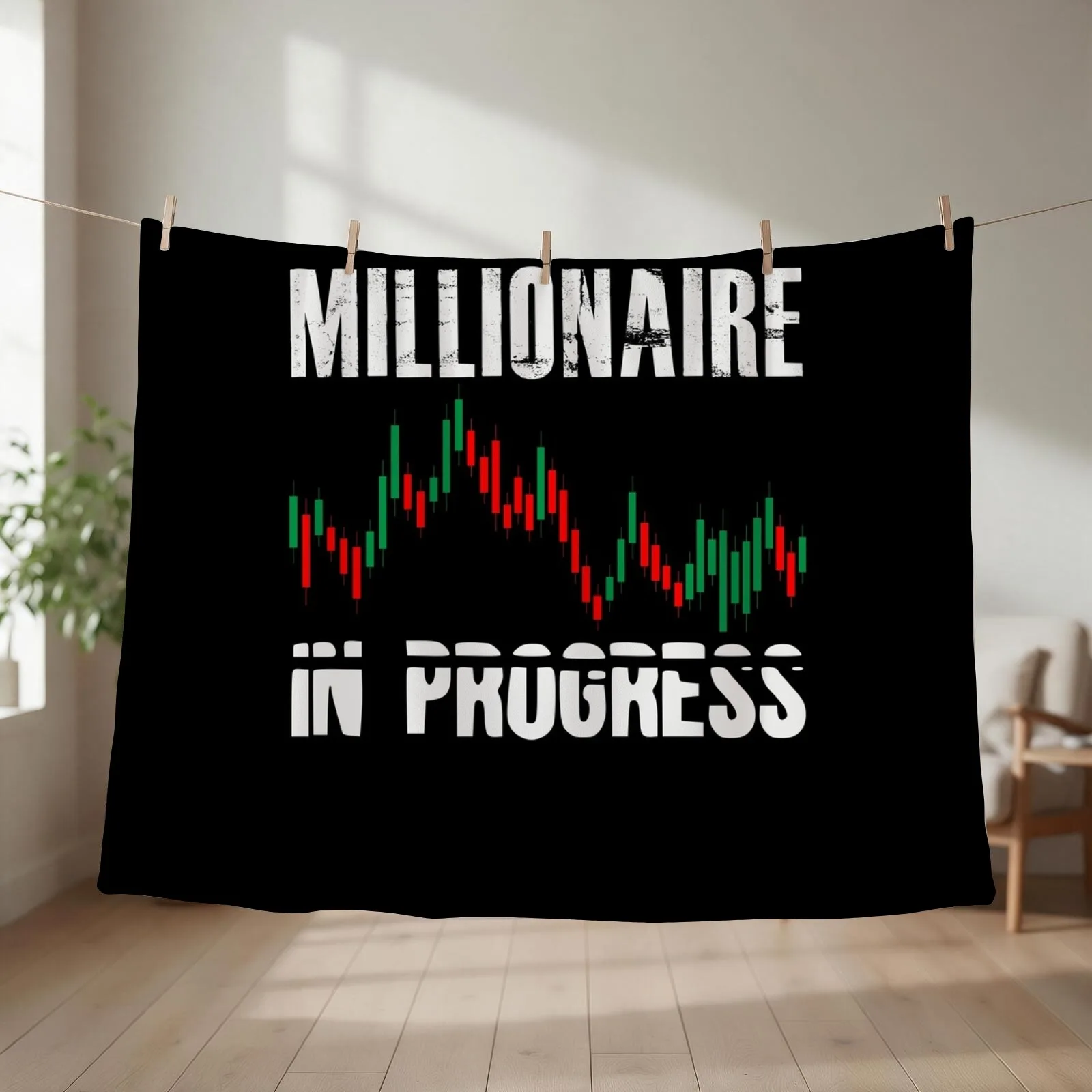 Millionaire In Progress | Daytrader Trader Trading Throw Blanket couch cozy soft plush fuzzy picnic outdoor blanket