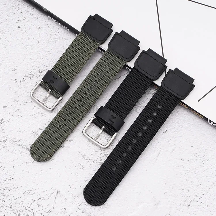 18mm Nylon-Uhrenarmband für Casio W800H Schwarz-Grünes Armband SGW400 F91W F84 F105/108/A158/168 AE1200/1300 Herrenbänder – Detail 6