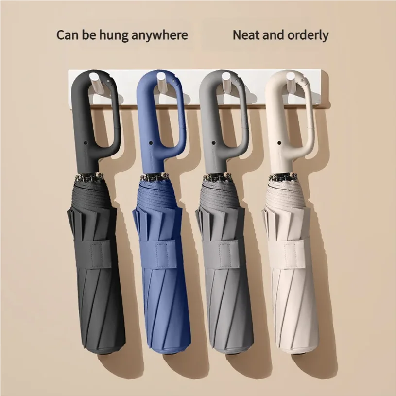 

20 Bones Windproof Strong 105CM Reinforced Automatic Folding Umbrella for Men, Large Buckle Handle Wind and Water Resistant