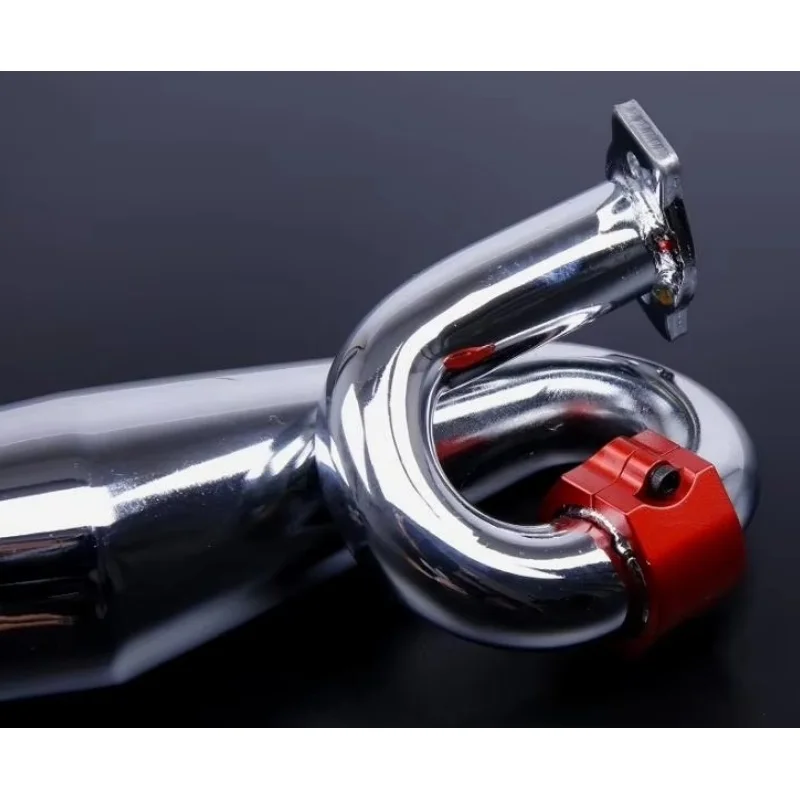 NOVO tubo sintonizado de alto desempenho de aço cromado de montagem traseira Rovan com braçadeira vermelha de alumínio CNC