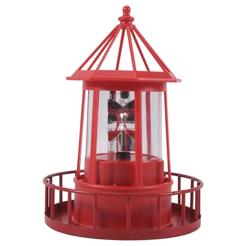 [NEWA64Z!】 LED Solar Powered Lighthouse, 360 Degree Rotating Lamp Courtyard Decoration Waterproof Garden Towers Statue Lights