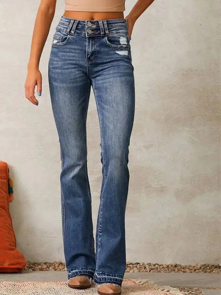 Women's New 2026 Spring Ripped Jeans, Washed Street Style Long Pants For Women