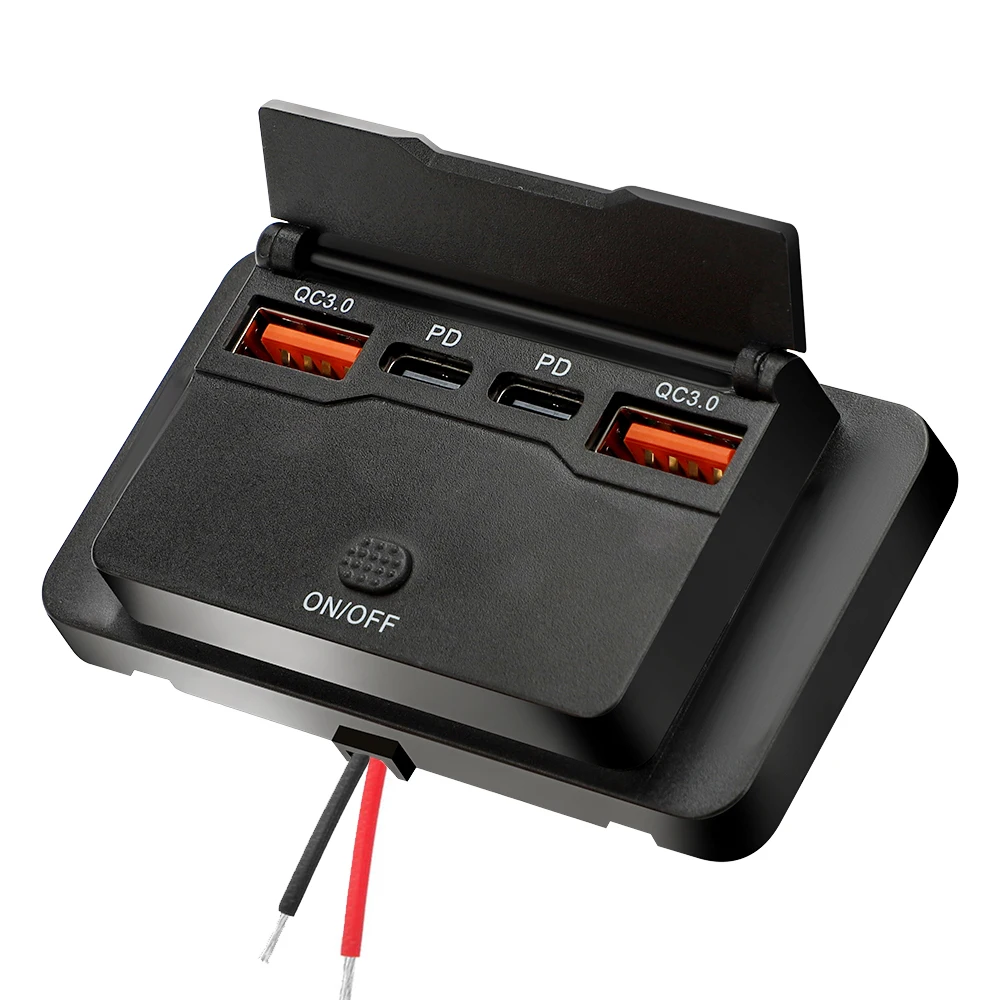 Dual PD Dual QC 3.0 USB-Autoladegerät 12 V RV USB-Steckdosenpanel 108 W Schnellladebuchse mit Schalter und Voltmeter für Bootsmotorräder – Detail 3