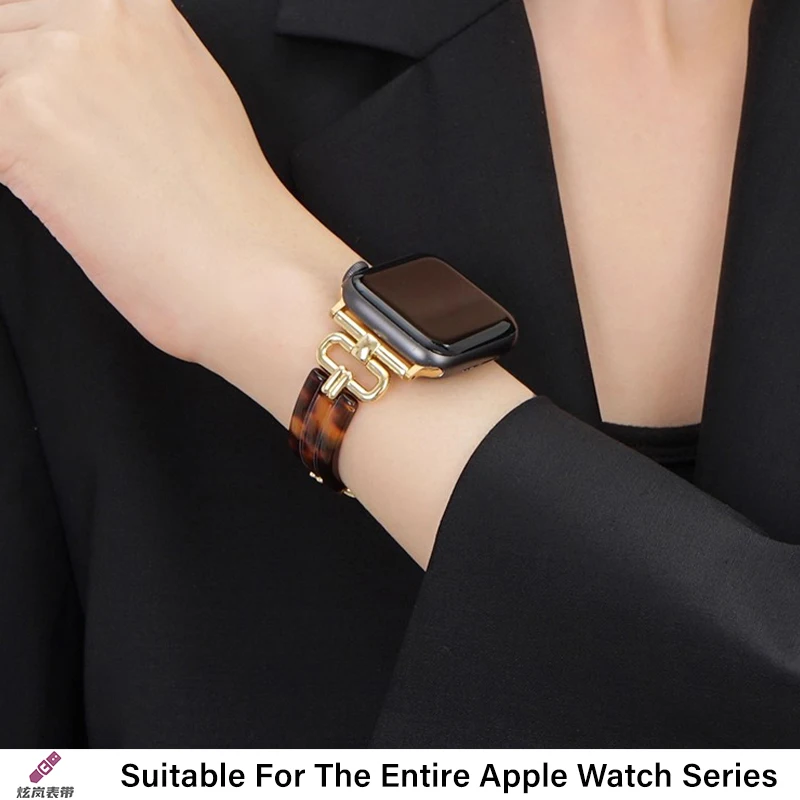 Cinturino in metallo resina di lusso per cinturino Apple Watch Ultra 2 49mm Iwatch Series 10 9 8 6 7 5 SE 4 46/45/44/42/41/40/38mm Bracciale donna