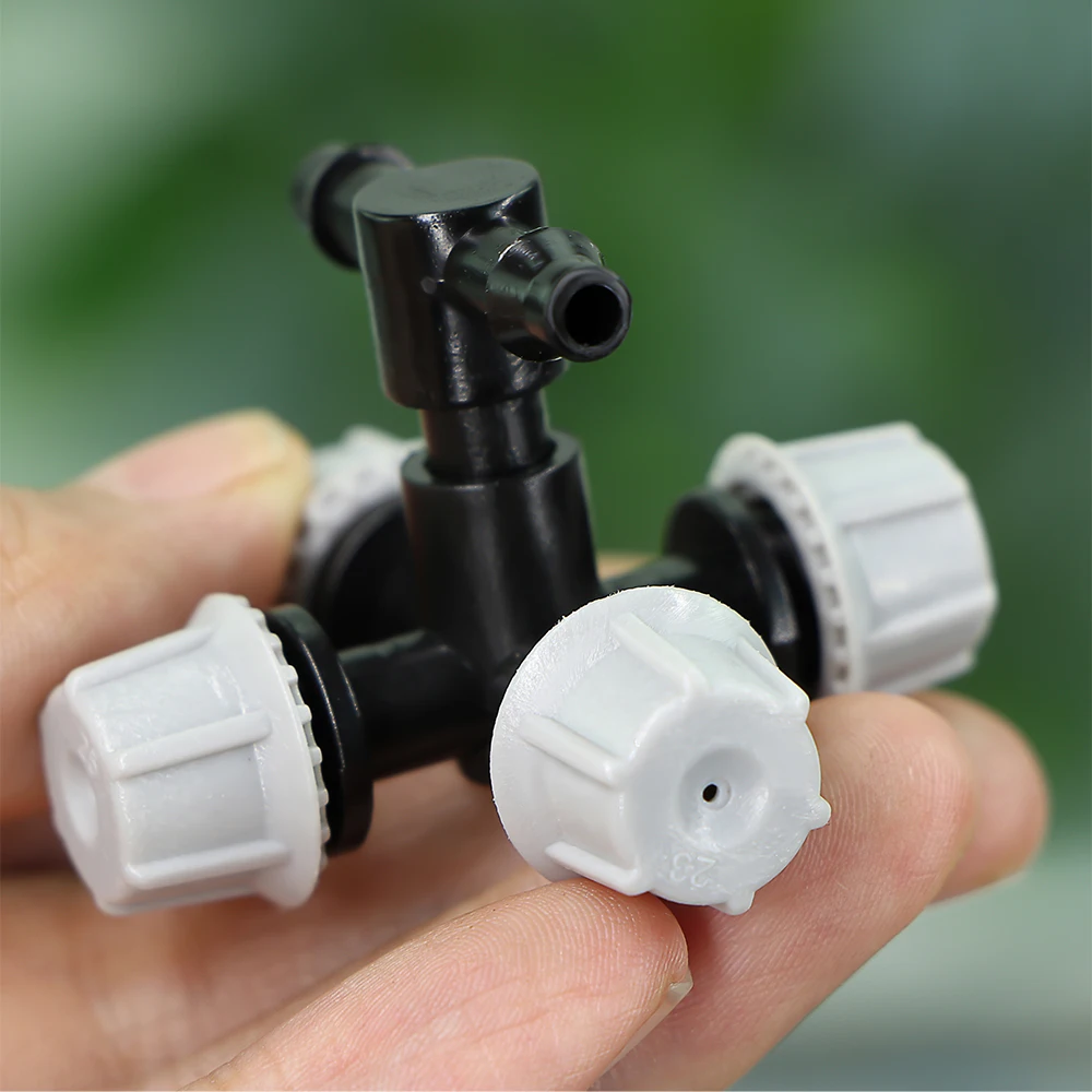 5PCS 30-60L/h Cross Misting Sprinklers Fog Water Spray Plant Humidifier for Irrigation System Garden Greenhouse Atomizing Nozzle