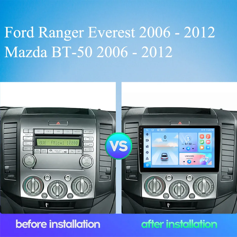 Carplay Auto لفورد رينجر مازدا BT50 2006 - 2012 راديو السيارة FM AM الصوت DVD كاسيت نظام تحديد المواقع والملاحة رصد 4G Lte WiFi RDS BT