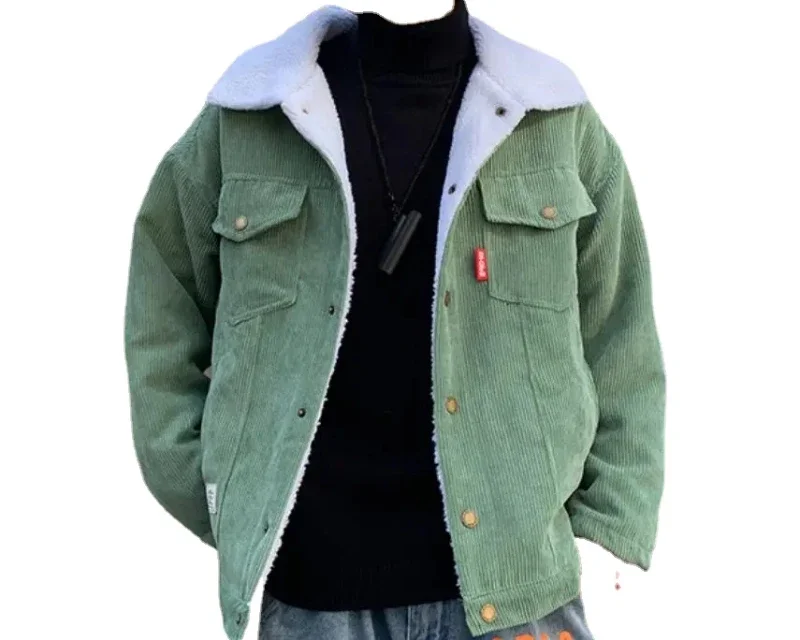 New Men Autumn Winter Thicken Warm slim fit Corduroy Jackets Men's Outwear Hip Hop Coat Male Teen Casual Jacket Colorful