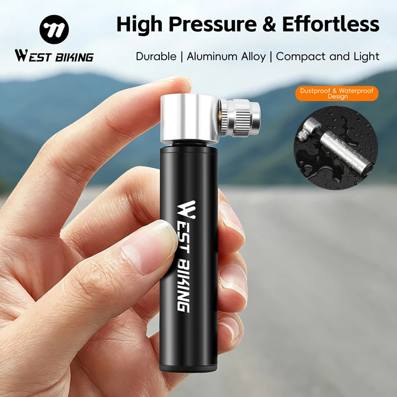 WEST BIKING Mini bomba de bicicleta de 120 PSI, bomba manual portátil para válvula Schrader/Presta, inflador de neumáticos para bicicleta de montaña y carretera, accesorios para bicicleta