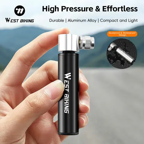 WEST BIKING Mini Bike Pump 120PSI Portable Hand Pump For Schrader/Presta Valve MTB Road Bicycle Tire Inflator Bike Accessories