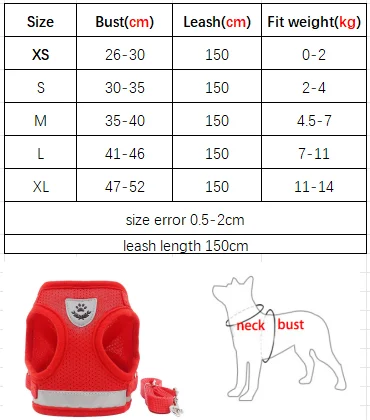 Dog Vest Harness with Matching Leash Set  Reflective Adjustable Cat Pet Harness Polyester Breathable Mesh view 6