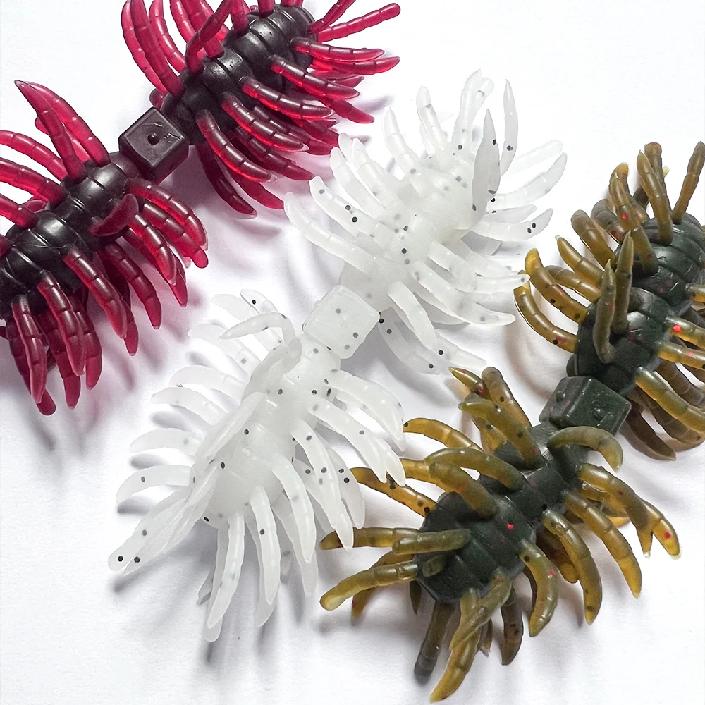 1 Stück, 3 Stück, 11 cm, 10 g, doppelter Kopf mit wackelnden Tentakeln, behaarter Spinnenköder, schwimmender, weicher Köder aus Kunststoff, flexibler Köder für Barsch, Hecht und Forelle. – Detail 19