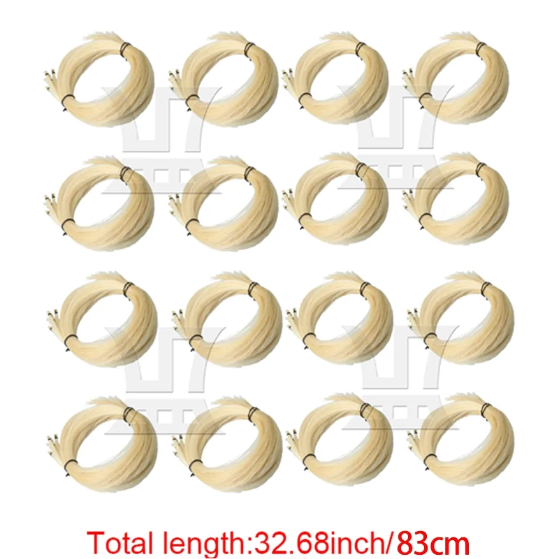 Yibuy 20Pcs Violin Viola Cello Bow Hair 32.68 Inch Horsehair String Instrument Bow Repair Replacement Parts