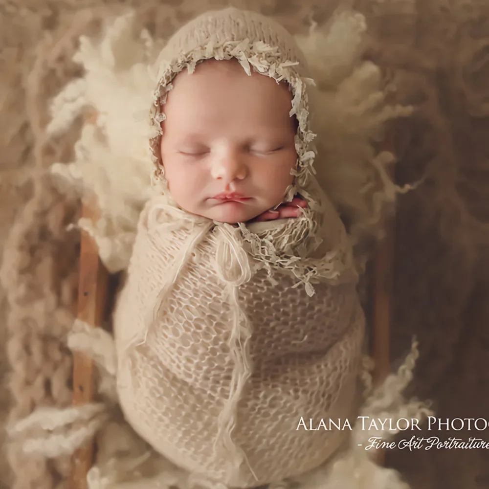 Newborn Photography Props Blanket Mohair Wrap Swaddling Photography Hat Bunny Hat Backdrop Babies Photo Shoot Accessories