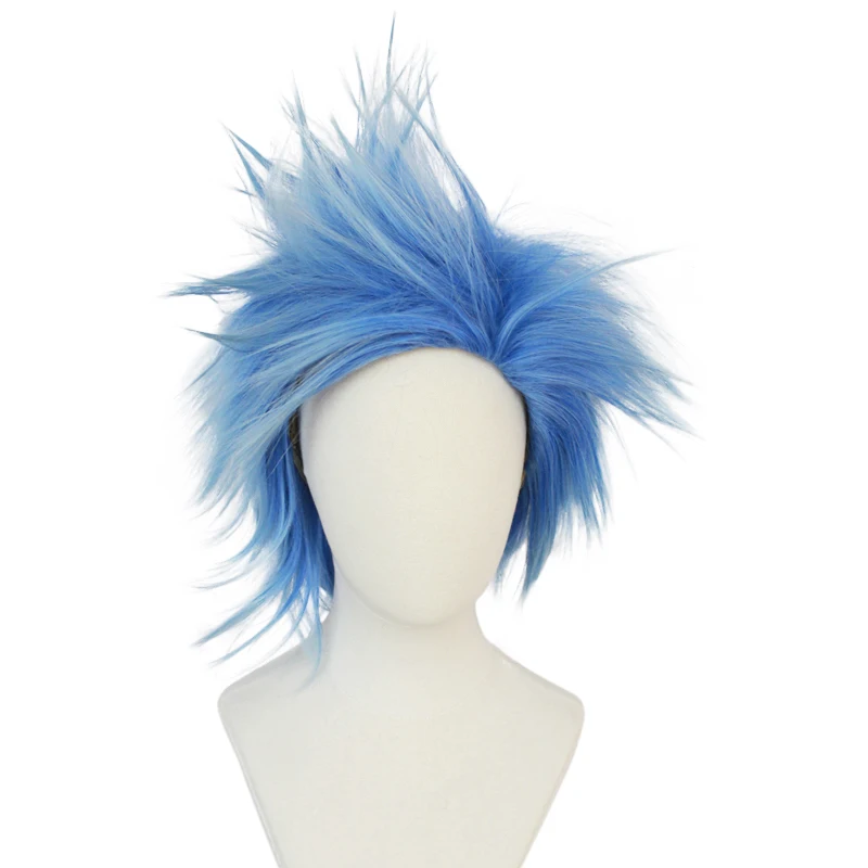 Vibrant Blue Spiky Punk Synthetic Wig - Edgy Mohawk Style for Cosplay, Punk Rock Costumes, Halloween