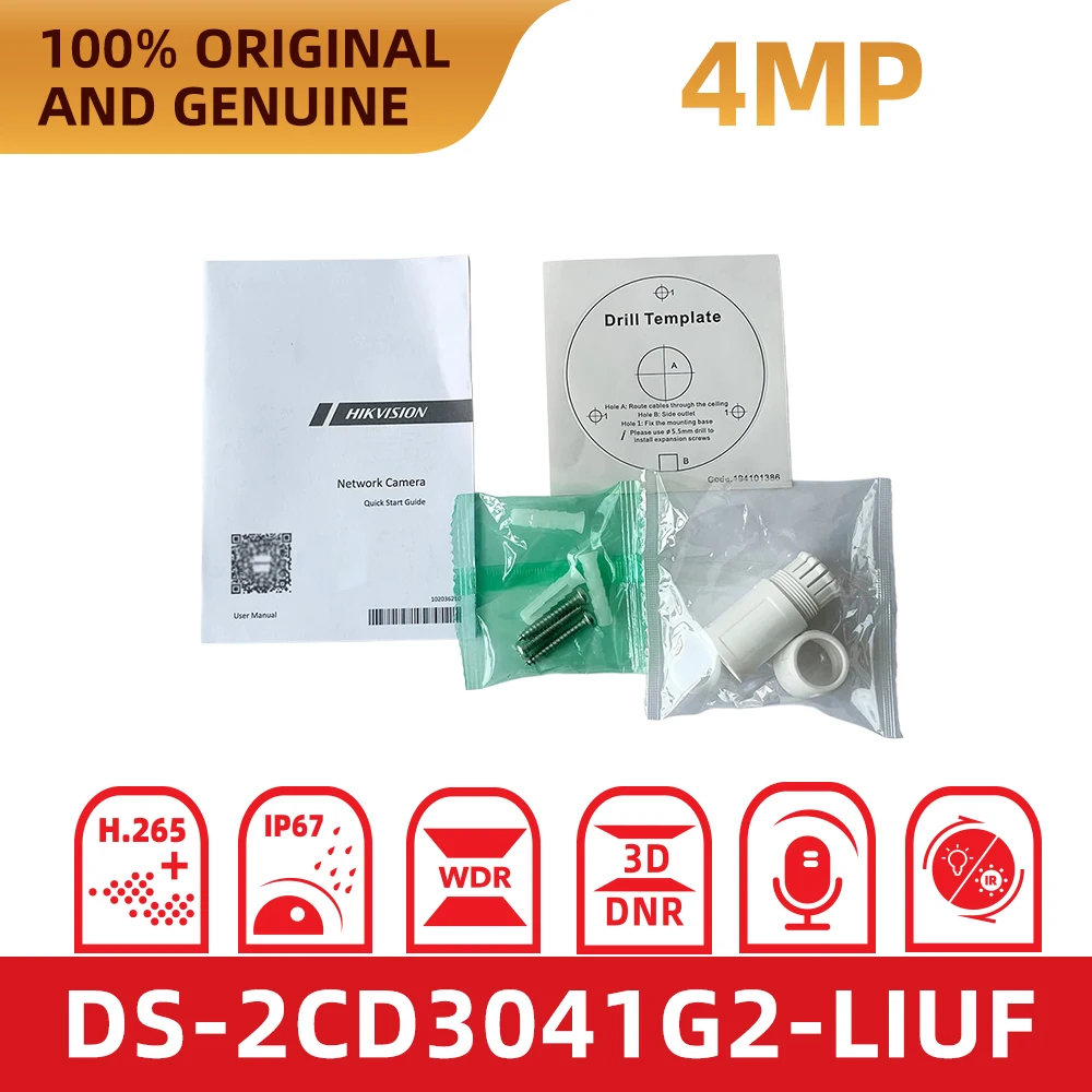 Hikvision Original DS-2CD3041G2-LIUF 4MP PoE Bullet IP Camera Smart Dual Light Built-in Mic IR30m IP67 Outdoor Security Camera view 5