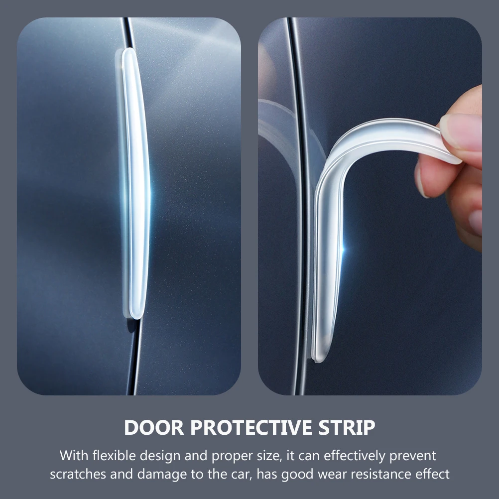 

2 Pcs Car Door Strip Invisible Anti Collision Bumper Protector Edge Guard Transparent Durable Silicone Universal Fit Vehicle