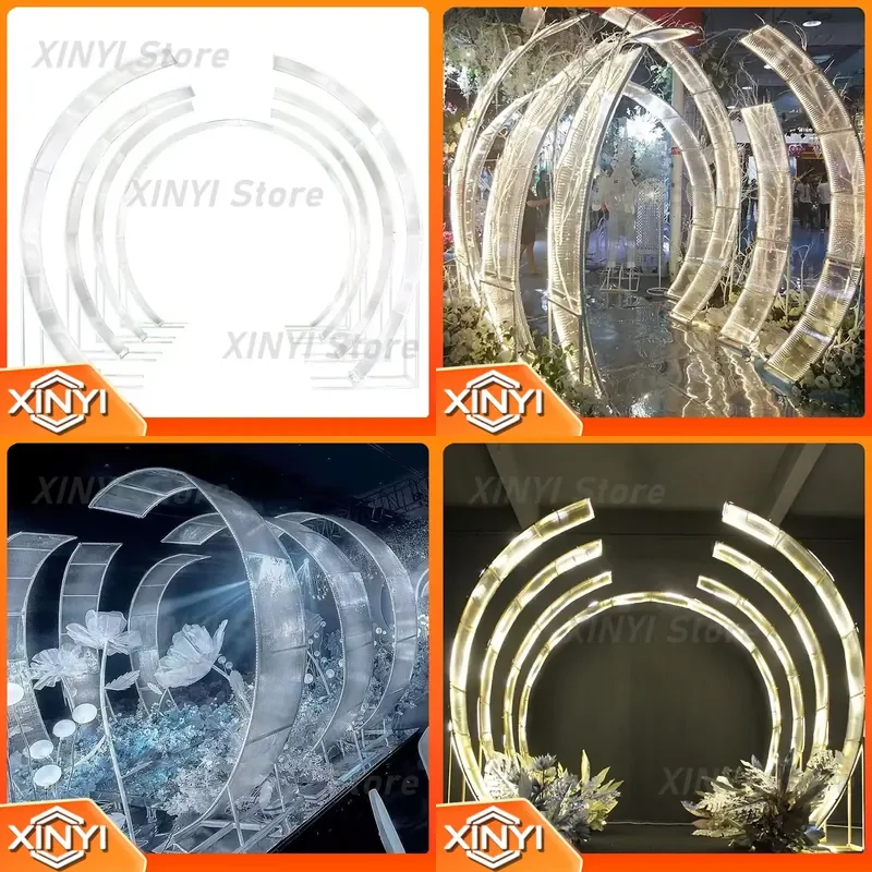 Luminous Iron Arch for Wedding Decoration Removable Oversized Sun Plate Arch Door Outdoor Lawn Party Backdrop for Photo Booth