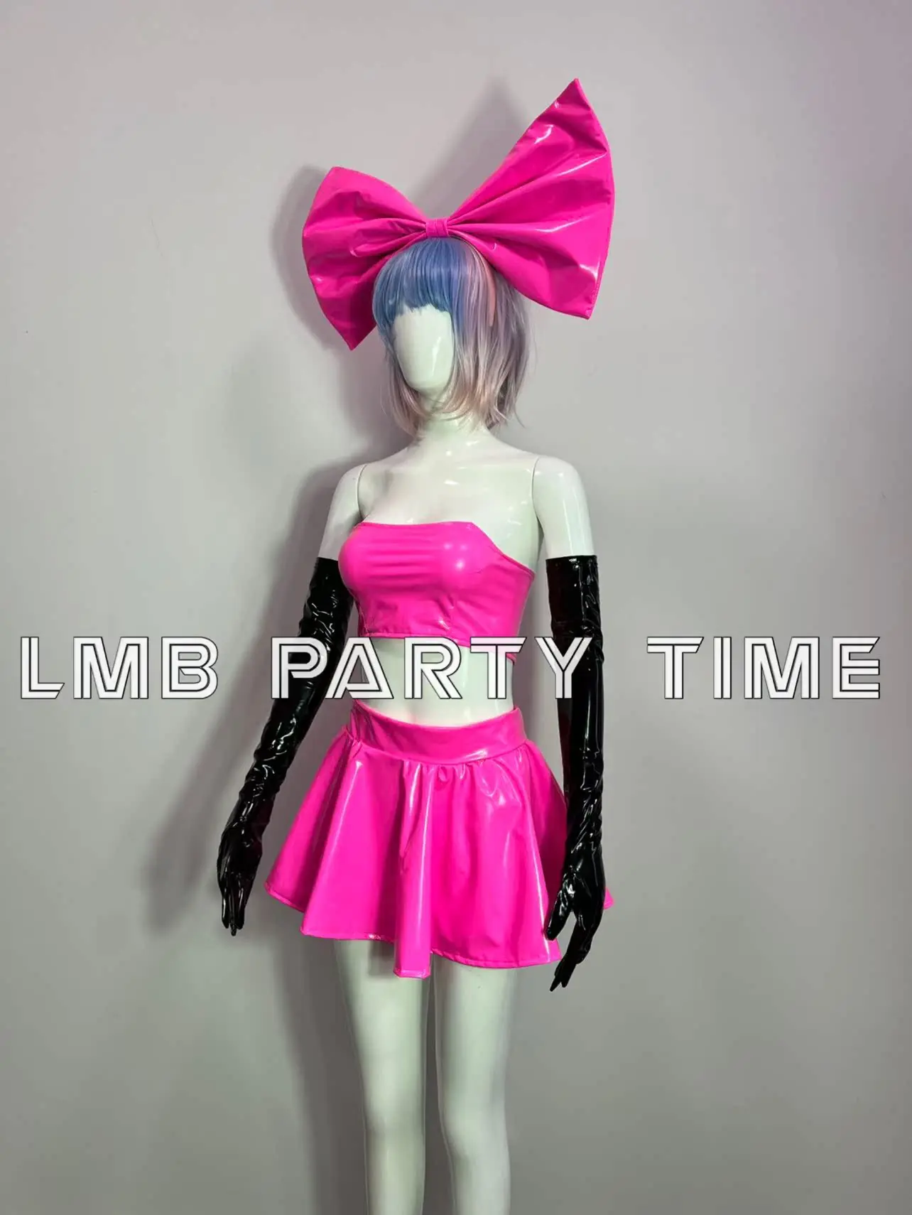 맞춤형 나이트클럽 고고 크리스마스 반짝이는 가죽 리본 발렌타인데이 걸그룹 숏 스커트 공연 드레스 바 리드 댄스 DS