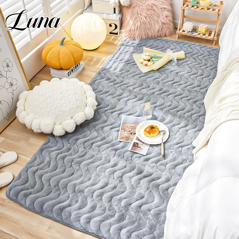 

Winter Faux Fur Rugs for Bedroom Thick Plush Soft Carpets Cushion Fluffy Velvet Tatami Bedside Area Rugs Warm Non Slip Floor Mat