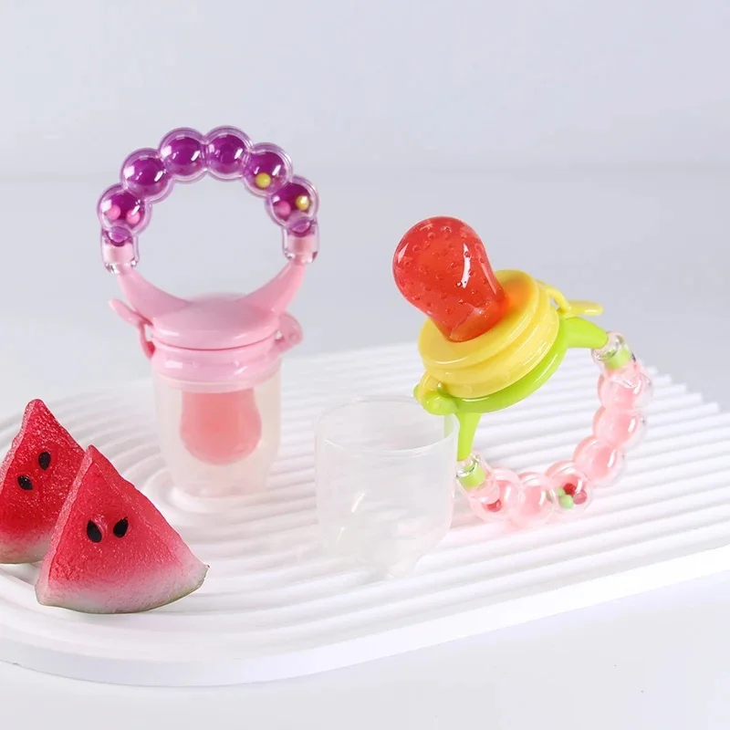 1pc Baby Fruit Feeder Pacifier With Rattle Handle For Fresh Vegatable Food Feeding Safe Ring The Bell Feeder Pacifiers Soother