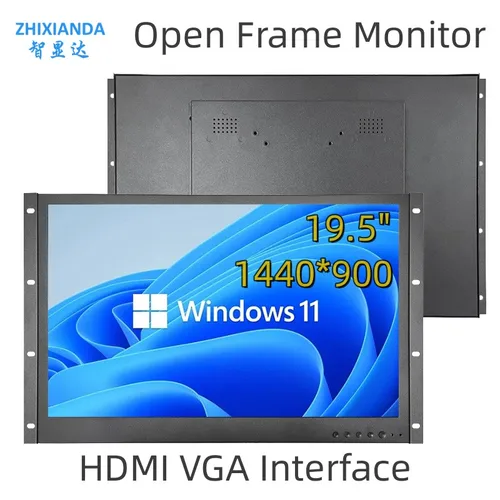 Zhixianda 개방형 프레임 모니터 산업 등급 벽걸이 LCD 디스플레이 HDMI VGA 인터페이스 19.5 인치 와이드 스크린 1440x900 