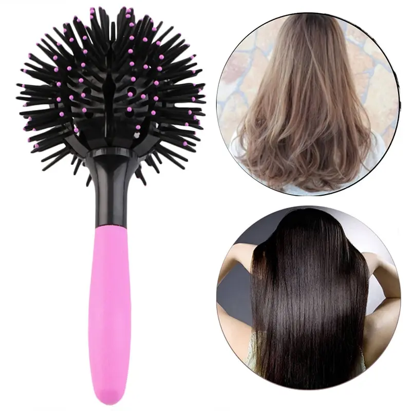 1pcs 3D Round Hair Brushes Comb Salon Make Up 360 Degree Ball Styling Tools Magic Detangling Hairbrush Heat Resistant Hair Comb