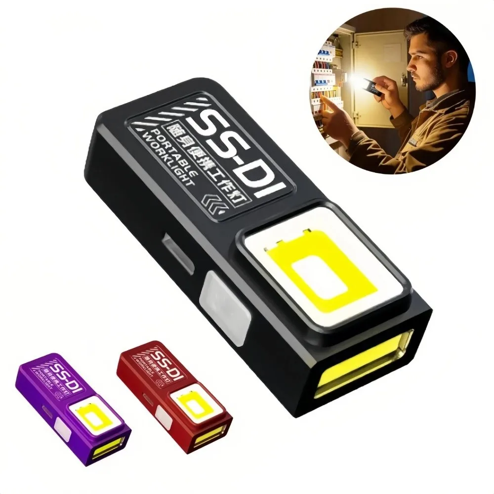 USB Rechargeable Mini COB LED Flashlight Clip-On with COB Emergency Light Handheld Work Light Bottom Magnetic Powerful