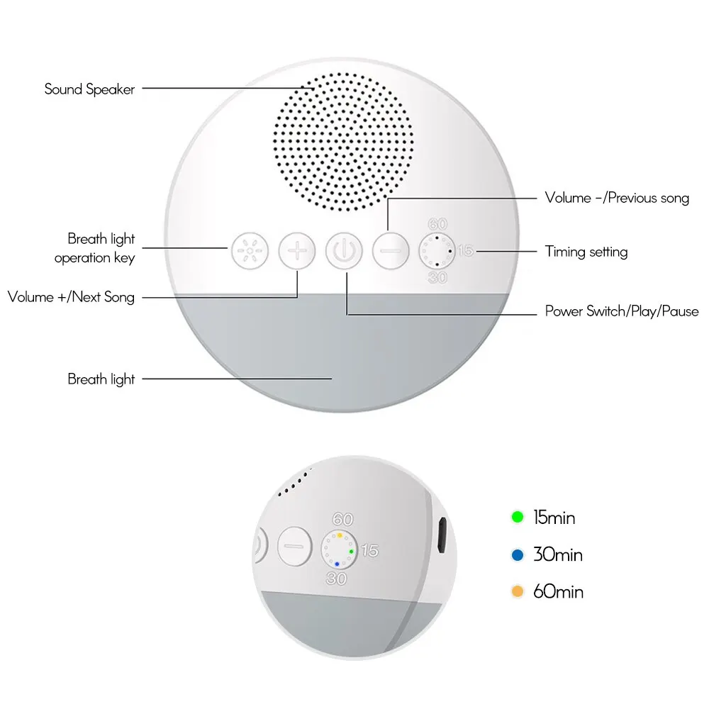 赤ちゃん用の音と光を備えたスリープマシン,ホワイトノイズと統合された6つのsoothingサウンドを備えたスリープマシン