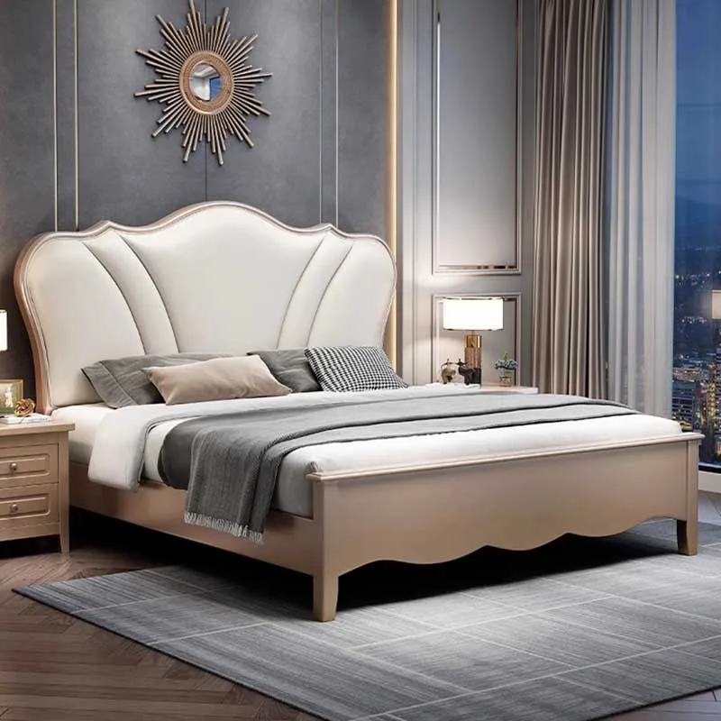 Glamouröse Regale europäische Doppelbett Designer Villa Plattform Kingsize-Bett Lagerung Holz sicher Cama de Casal Schlafzimmer möbel