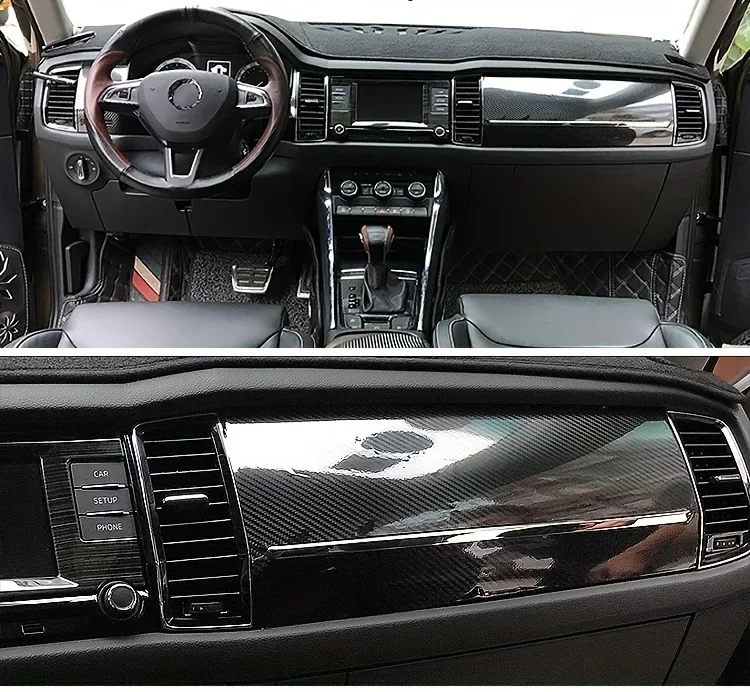 Carbon Fiber For Skoda Kodiaq 2017-2021 Car Film Interior Stickers Center Console Gear Dashboard Door Handle Lift Panel