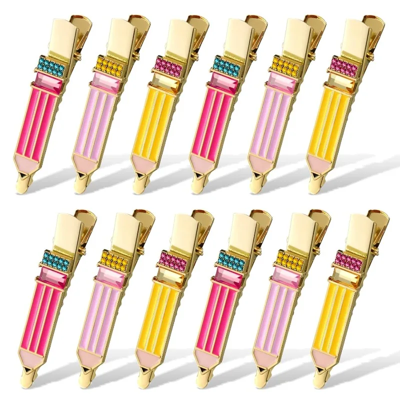 

12 Pcs Pencil Hair Clips Back To School Hairclip Cute Crystal Pencil Barrettesfor Women Teacher Back To School Hair Accessories