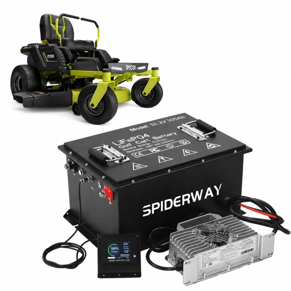 48V 105Ah Lithium Lawn Mower Battery Upgrade Kit for RYOBI RY48ZTR75 RY48110 W/25A Fast Charge