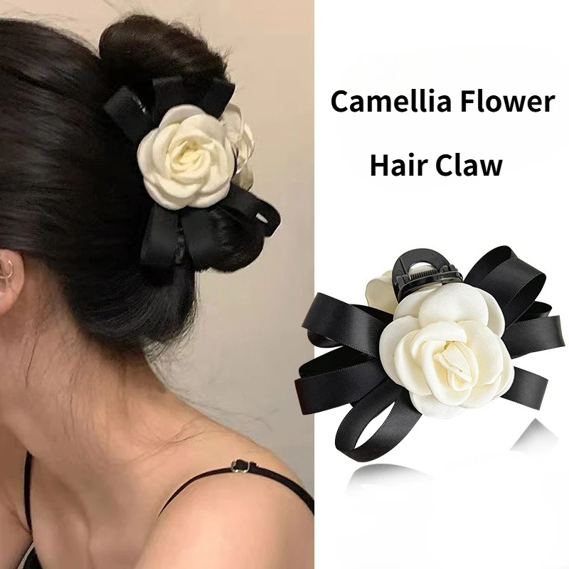 

NEW 12CM Large Camellia Bow Hair Claw Retro French Flower Series Claw Clips Trendy Hair Clips for Women Girls Hair Accessories
