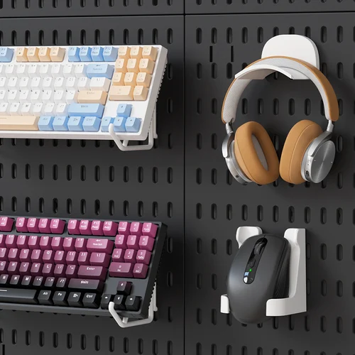Imagen 2 del producto Gaming Gear Pegboard: montado en la pared, sin perforaciones, sala de estudio/juegos: almacenamiento y decoración de figuras. Piezas abundantes, mezcla gratis