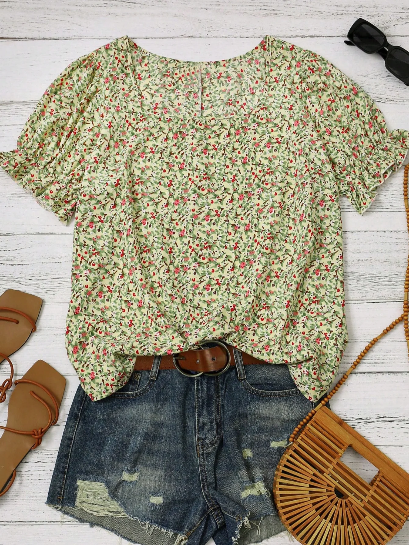 

Рубашка больших размеров с объемными рукавами и цветочным принтом в стиле отпуска, весенне-летняя рубашка