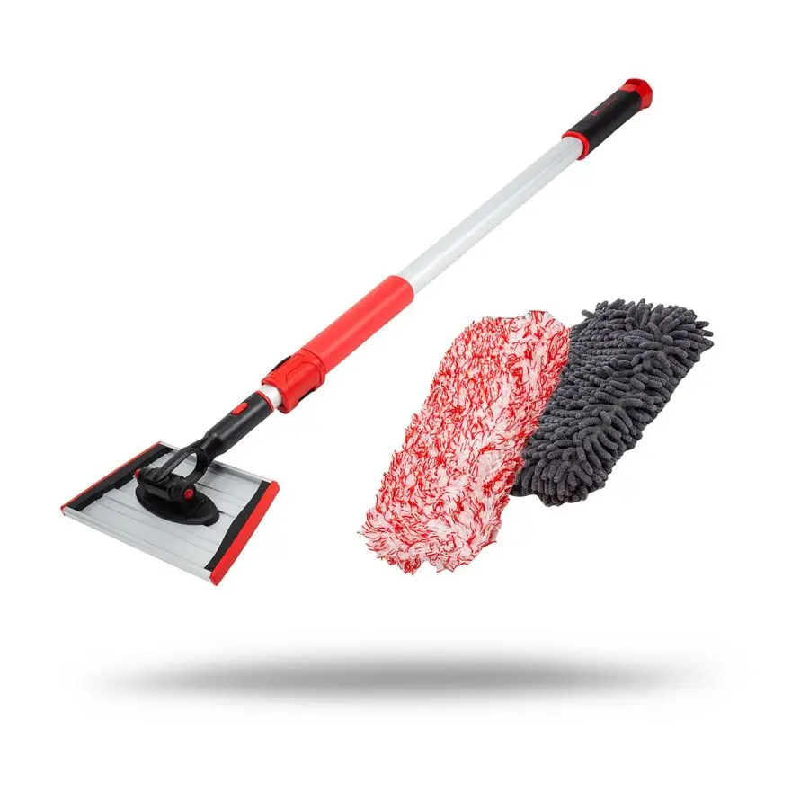 

IncrediStick Car Wash Stick Wash Mitt Extends to 4ft with Lightweight Aluminum Handle Includes Microfiber amp Chenille Covers Co